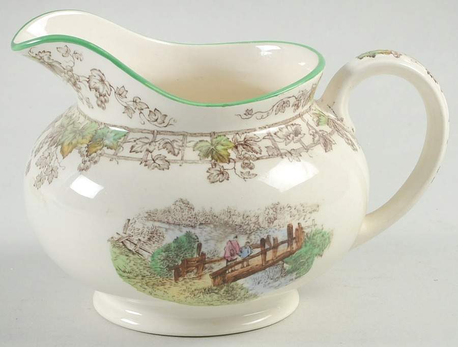 Byron Multicolor (Green Trim) Creamer by Spode-1
