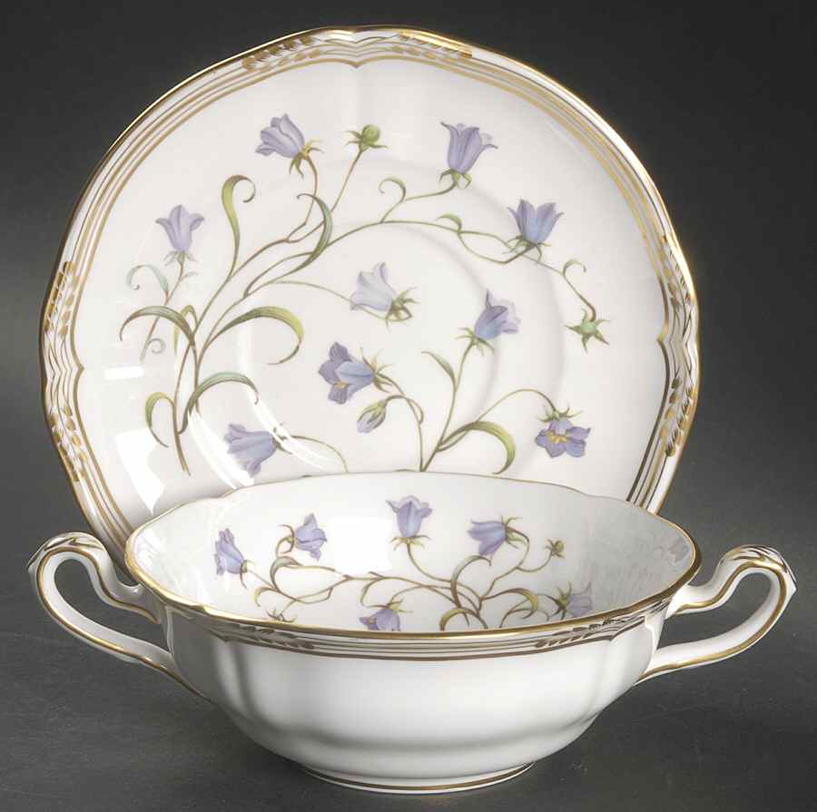 Campanula Flat Cream Soup Bowl & Saucer Set by Spode-1