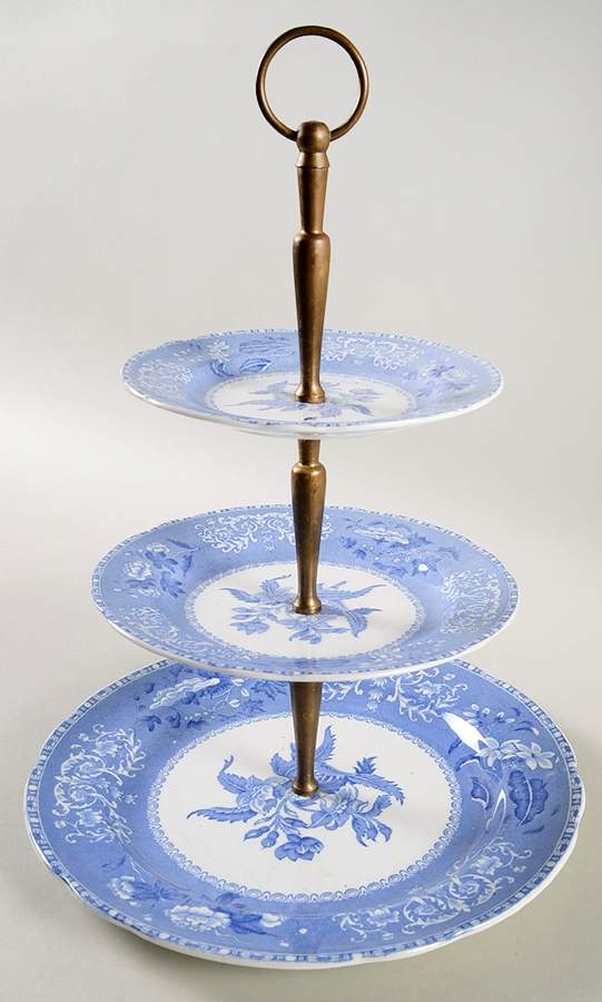 Camilla Blue (Earthenware, Scalloped) 3-Tiered Serving Tray (DP, SP, BB) by Spode-1