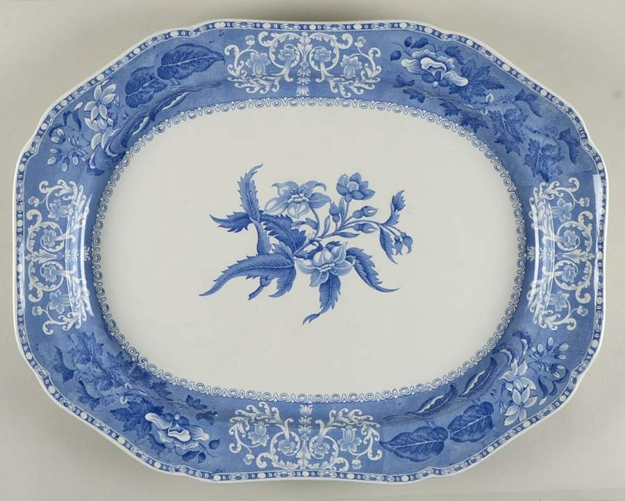 Camilla Blue (Earthenware, Scalloped) 22" Oval Serving Platter by Spode-1