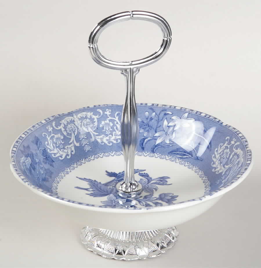 Camilla Blue (Earthenware, Scalloped) 6"-7" Handled Footed Nut Dish HC by Spode-1