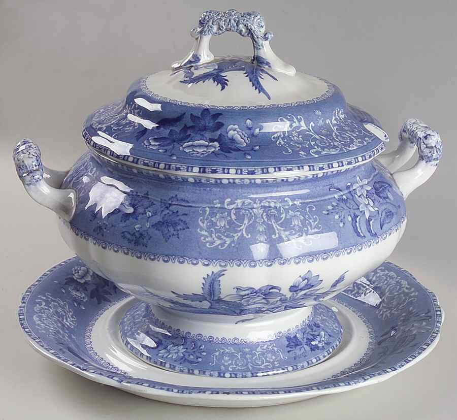 Camilla Blue (Earthenware, Scalloped) Tureen & Lid w/Underplate by Spode-1