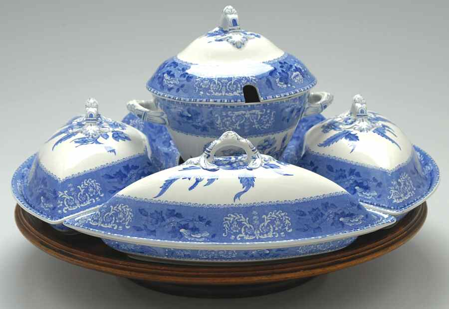 Camilla Blue (Earthenware, Scalloped) 11 Pc Canterbury Set (Cvrd Sides, Center & Tray) by Spode-1