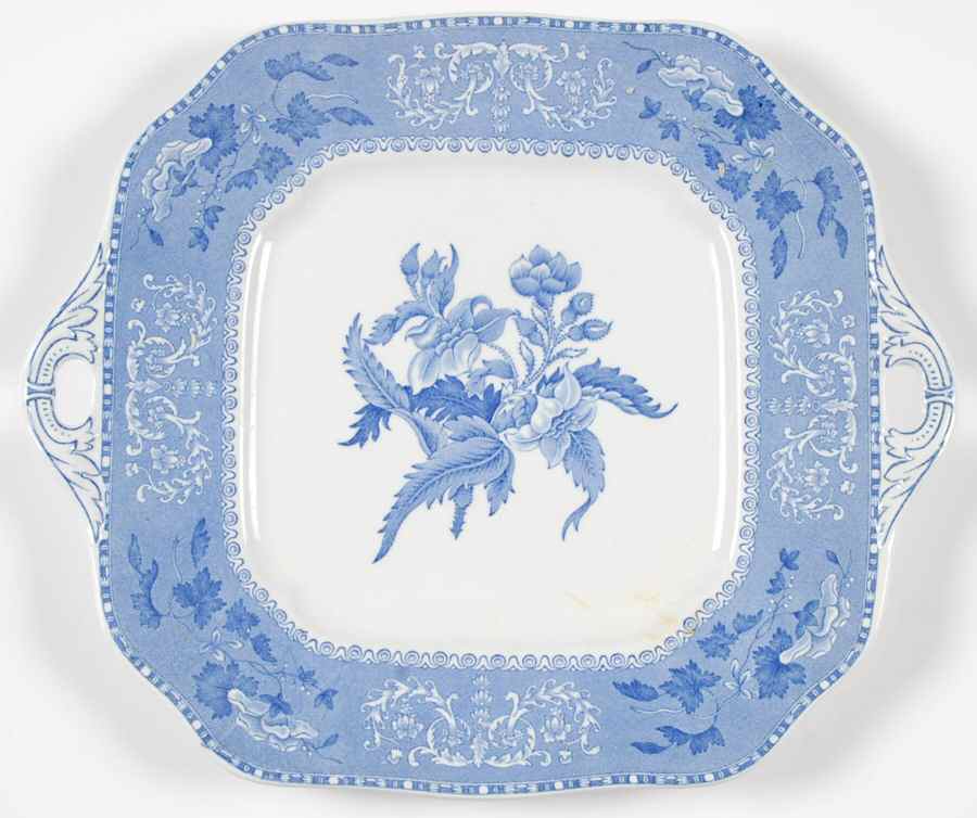 Camilla Blue (Earthenware, Scalloped) Square Handled Cake Plate by Spode-1