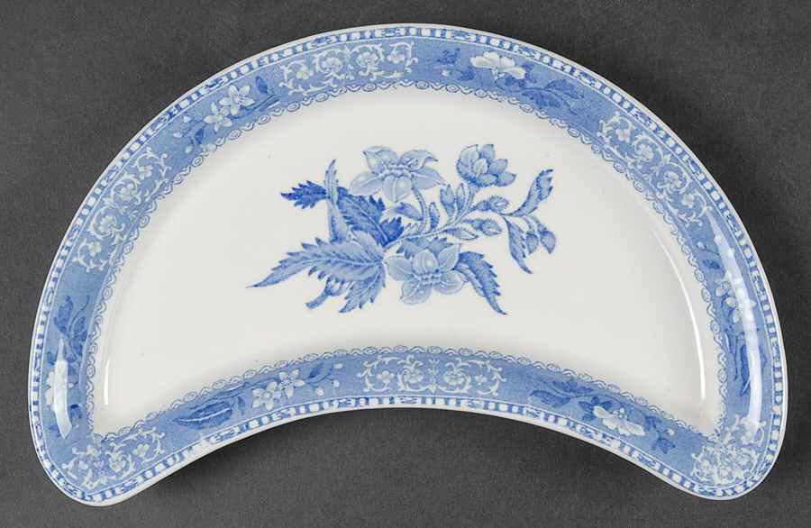 Camilla Blue (Earthenware, Scalloped) Crescent Salad Plate by Spode-1