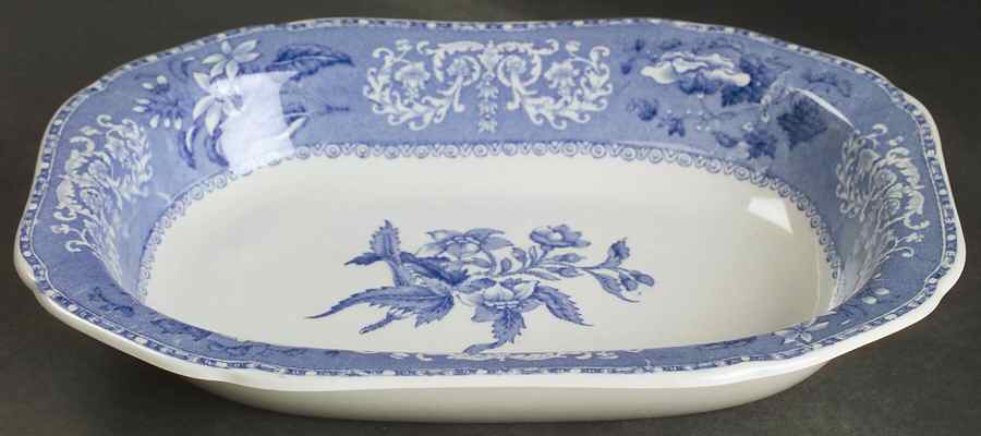 Camilla Blue (Earthenware, Scalloped) 9" Oval Vegetable Bowl by Spode-1