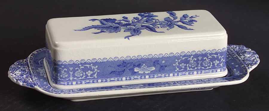 Camilla Blue (Earthenware, Scalloped) 1/4 Lb Covered Butter by Spode-1