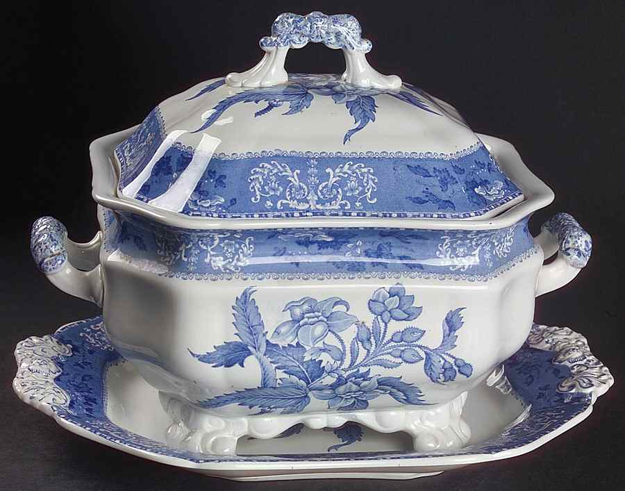 Camilla Blue (Earthenware, Scalloped) Tureen & Lid w/Underplate by Spode-1