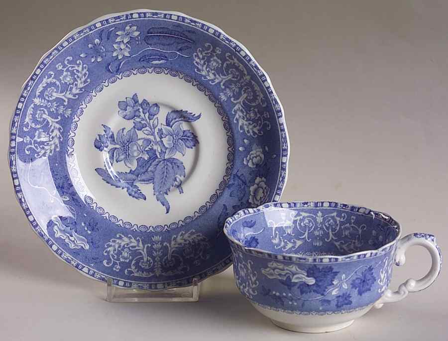 Camilla Blue (Earthenware, Scalloped) Flat Cup & Saucer Set by Spode-1