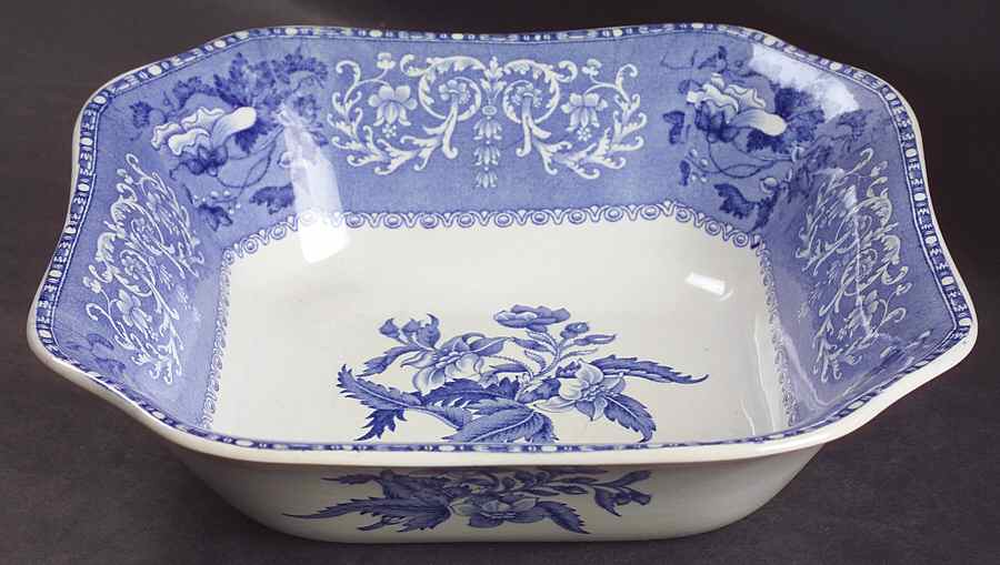 Camilla Blue (Earthenware, Scalloped) 9" Square Vegetable Bowl by Spode-1