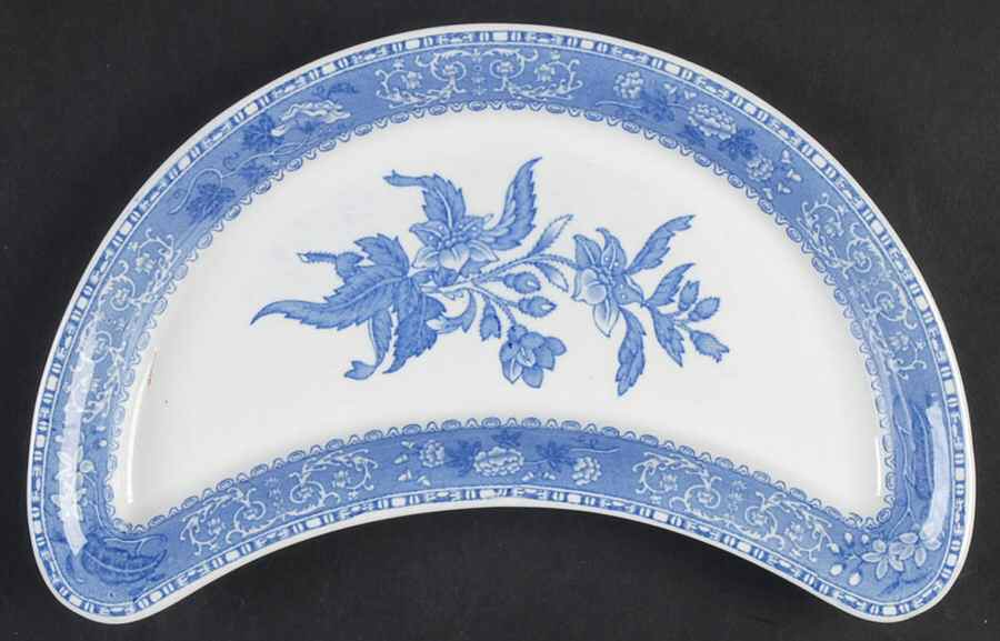 Camilla Blue (Earthenware, Scalloped) Crescent Salad Plate by Spode-1