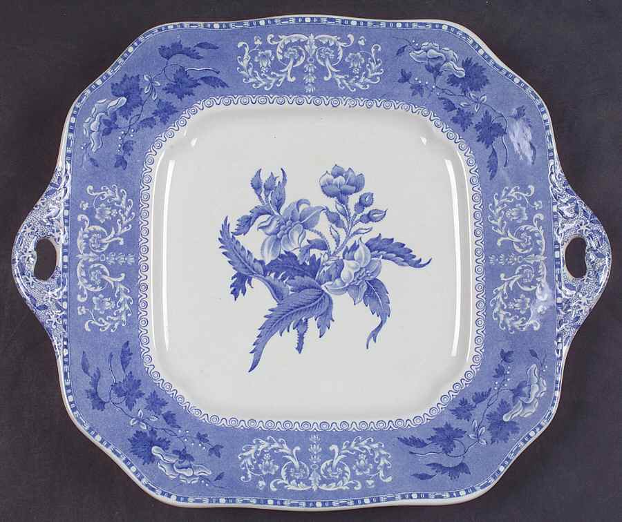 Camilla Blue (Earthenware, Scalloped) Square Handled Cake Plate by Spode-1