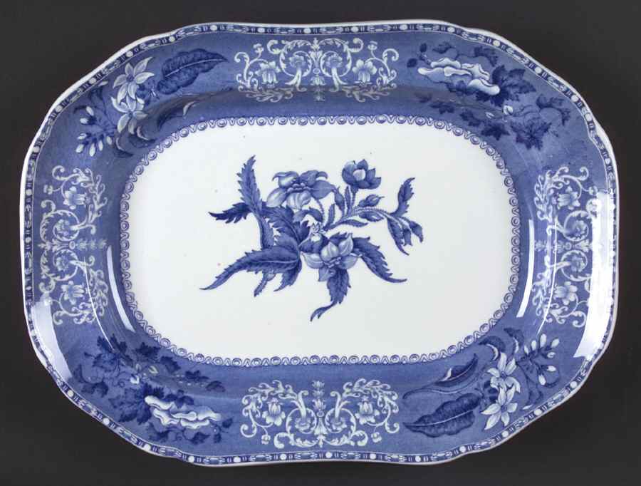 Camilla Blue (Earthenware, Scalloped) 12" Oval Serving Platter by Spode-1