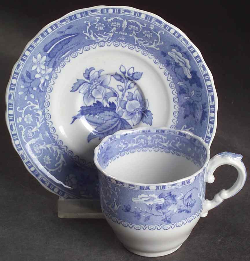 Camilla Blue (Earthenware, Scalloped) Flat Demitasse Cup & Saucer Set by Spode-1