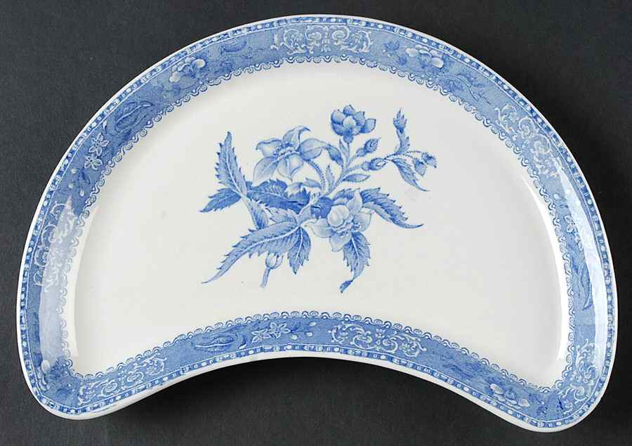 Camilla Blue (Earthenware, Scalloped) Crescent Salad Plate by Spode-1
