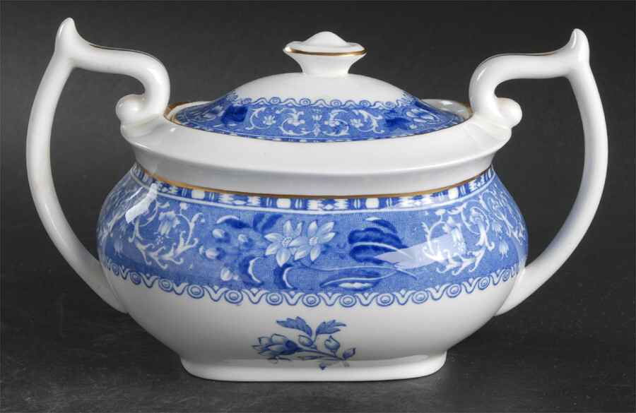 Camilla Blue (Bone, Smooth) Sugar Bowl & Lid by Spode-1