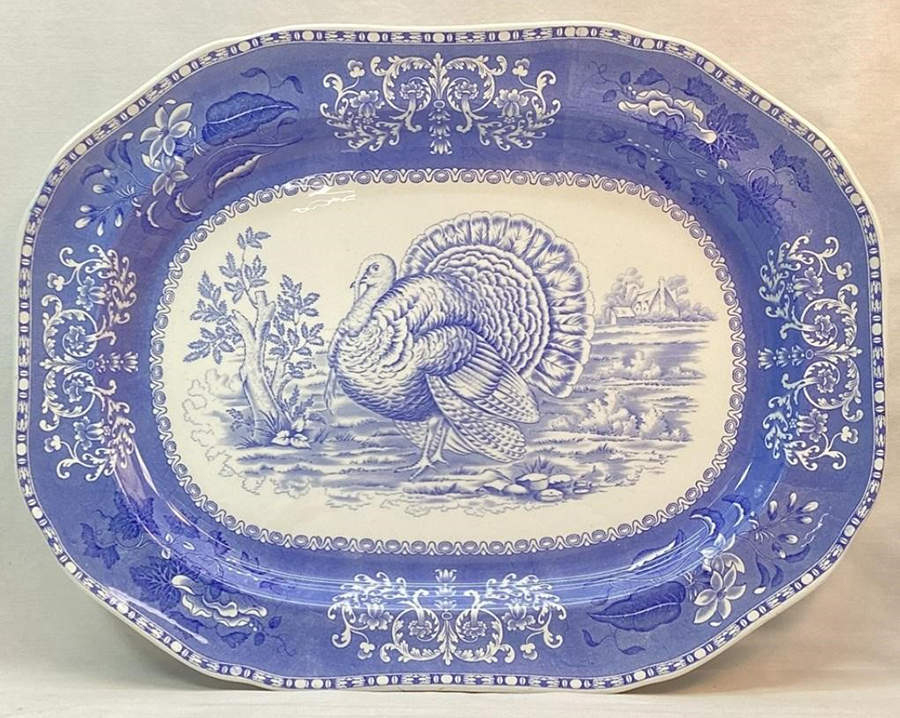 Camilla Blue (Game Bird Center) 22" Oval Serving Platter by Spode-1