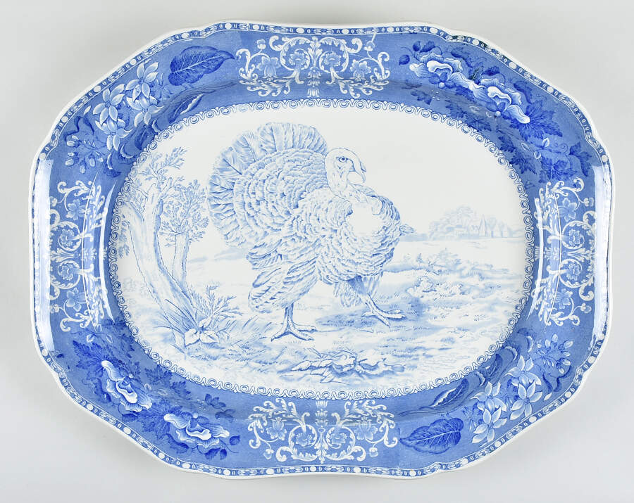 Camilla Blue (Game Bird Center) 22" Oval Serving Platter by Spode-1
