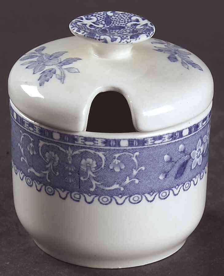 Camilla Blue (Smooth) Mustard Jar & Lid by Spode-1