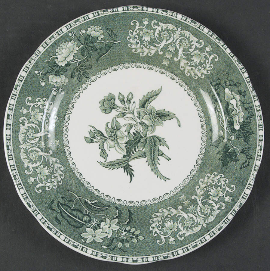 Green Camilla (Scallop, New Black Stamp) Salad Plate by Spode-1