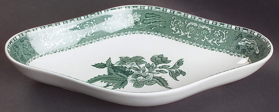 Green Camilla (Scallop, New Black Stamp) Pickle Dish by Spode-1