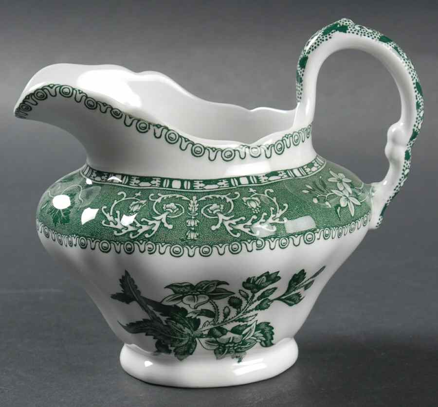 Green Camilla (Scallop, New Black Stamp) Creamer by Spode-1