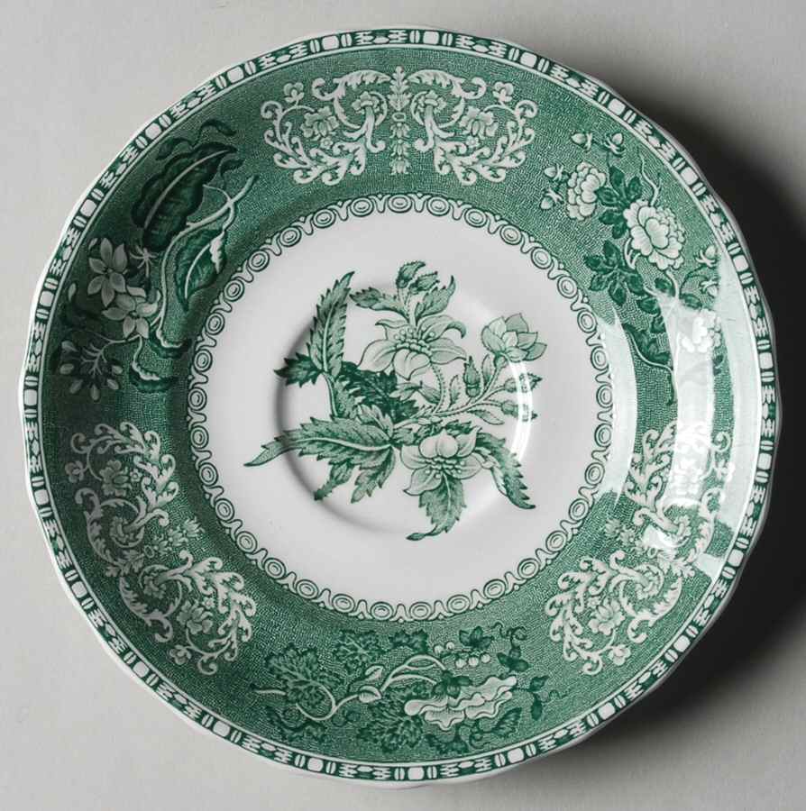 Green Camilla (Scallop, New Black Stamp) Saucer for Cream Soup Bowl by Spode-1