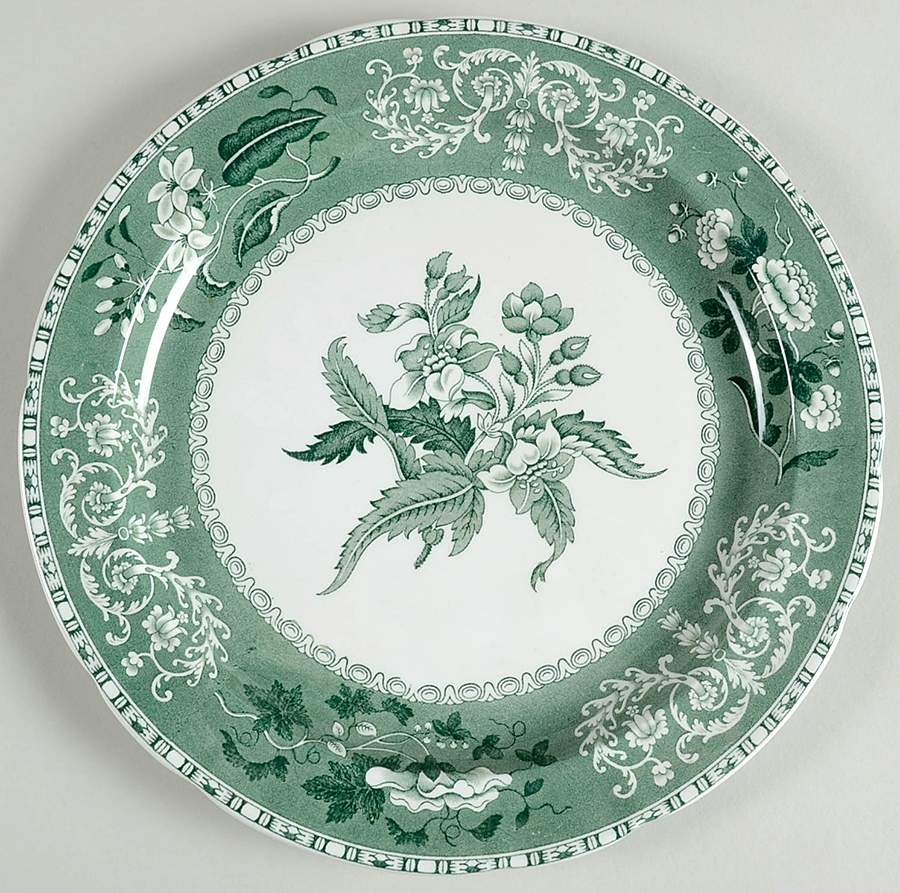 Green Camilla (Scallop, New Black Stamp) 12" Chop Plate (Round Platter) by Spode-1