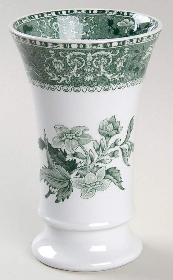 Green Camilla (Scallop, New Black Stamp) 5" Vase by Spode-1
