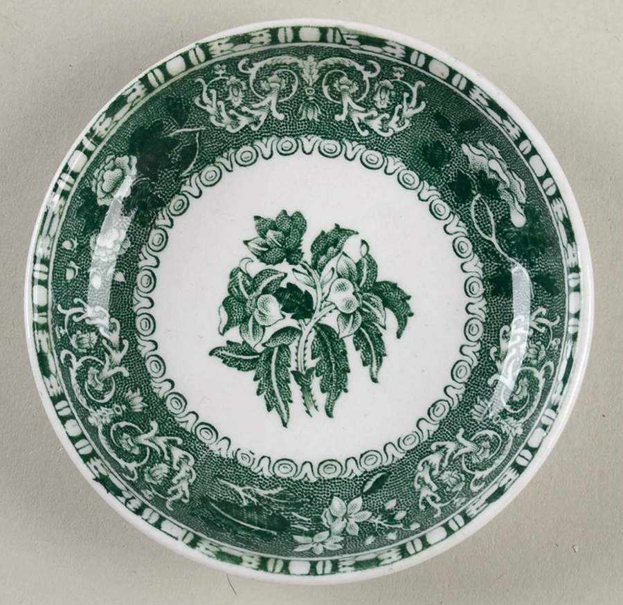 Green Camilla (Scallop, New Black Stamp) Butter Pat by Spode-1
