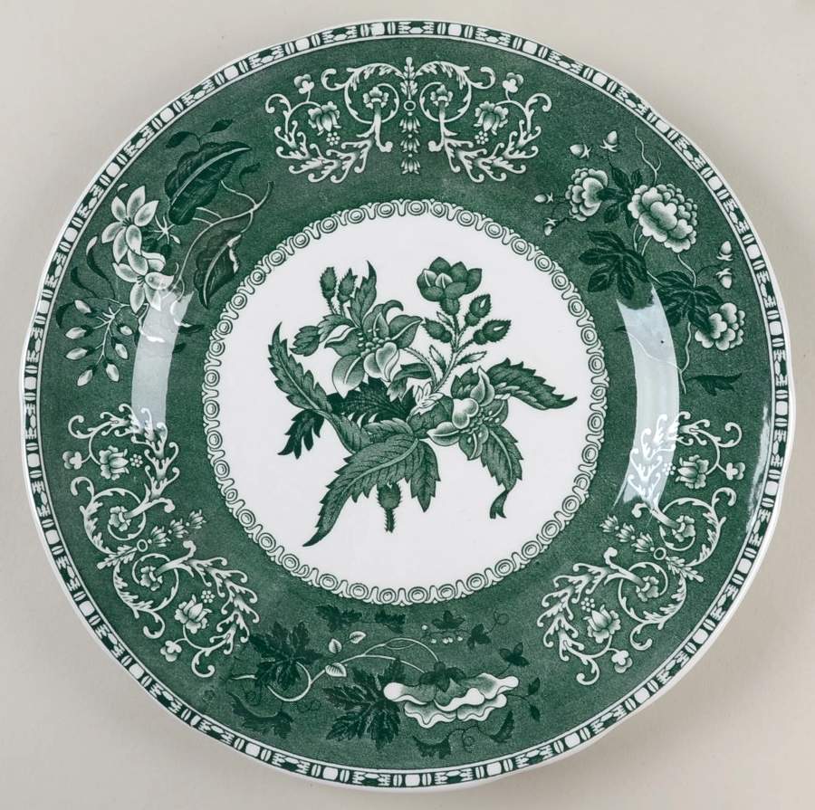 Green Camilla (Scallop, New Black Stamp) Luncheon Plate by Spode-1