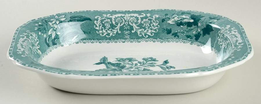 Camilla Light Green (Earthenware, Scallop) 9" Oval Vegetable Bowl by Spode-1