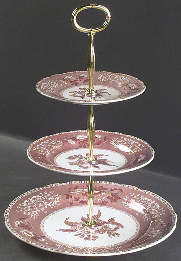Camilla Red (Earthenware) 13 7/8"-14 1/4" 3-Tiered Serving Tray(DP,SP,BB) HC by Spode-1