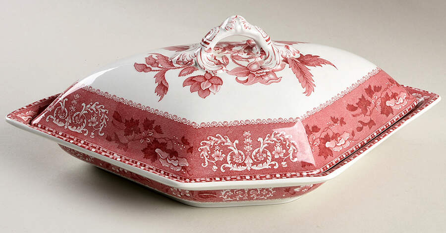 Camilla Red (Earthenware) Canterbury Set, Covered Side Dish by Spode-1
