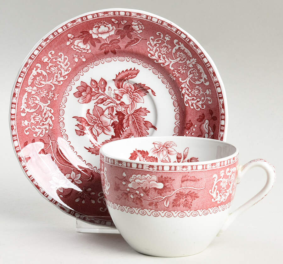 Camilla Red (Earthenware) Flat Cup & Saucer Set by Spode-1