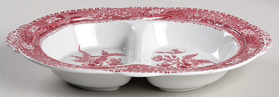 Camilla Red (Earthenware) Oval Covered Divided Vegetable No Lid by Spode-1