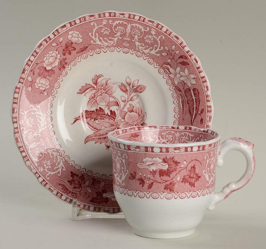 Camilla Red (Earthenware) Flat Demitasse Cup & Saucer Set by Spode-1