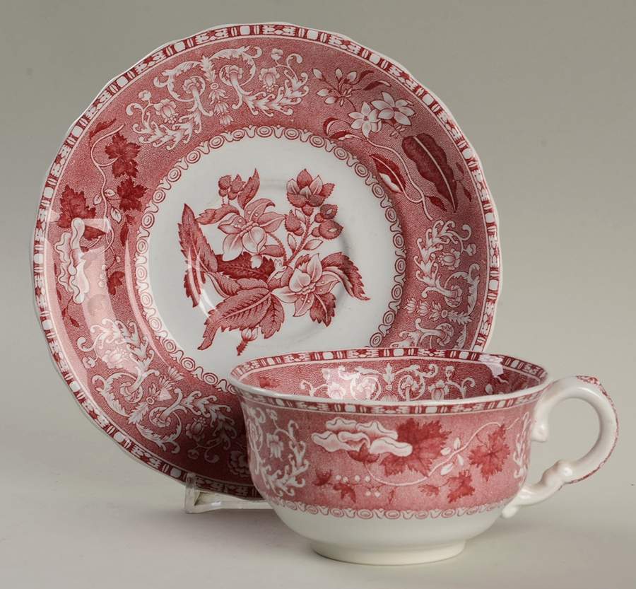 Camilla Red (Earthenware) Flat Cup & Saucer Set by Spode-1