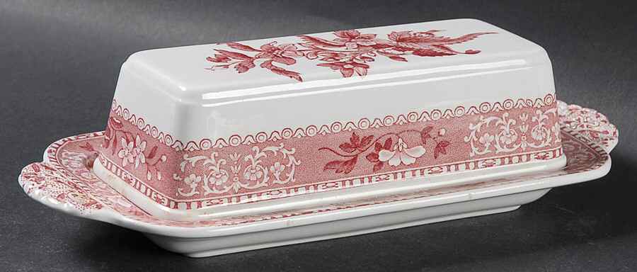 Camilla Red (Earthenware) 1/4 Lb Covered Butter by Spode-1