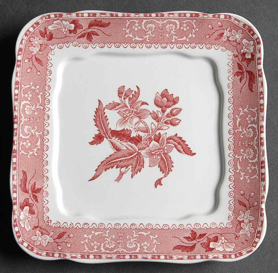 Camilla Red (Earthenware) Square Butter No Lid by Spode-1