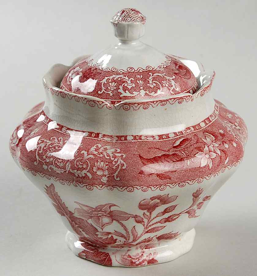 Camilla Red (Earthenware) Sugar Bowl & Lid by Spode-1