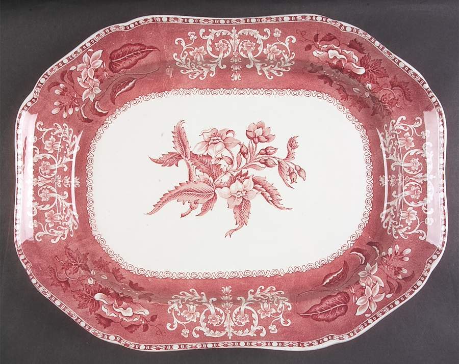 Camilla Red (Earthenware) 16" Oval Serving Platter by Spode-1