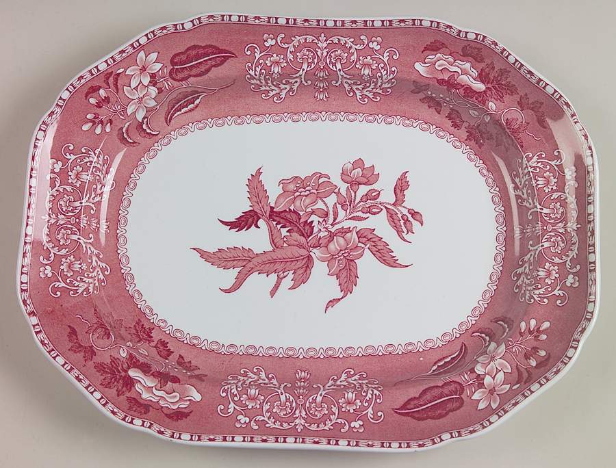 Camilla Red (Earthenware) 14" Oval Serving Platter by Spode-1