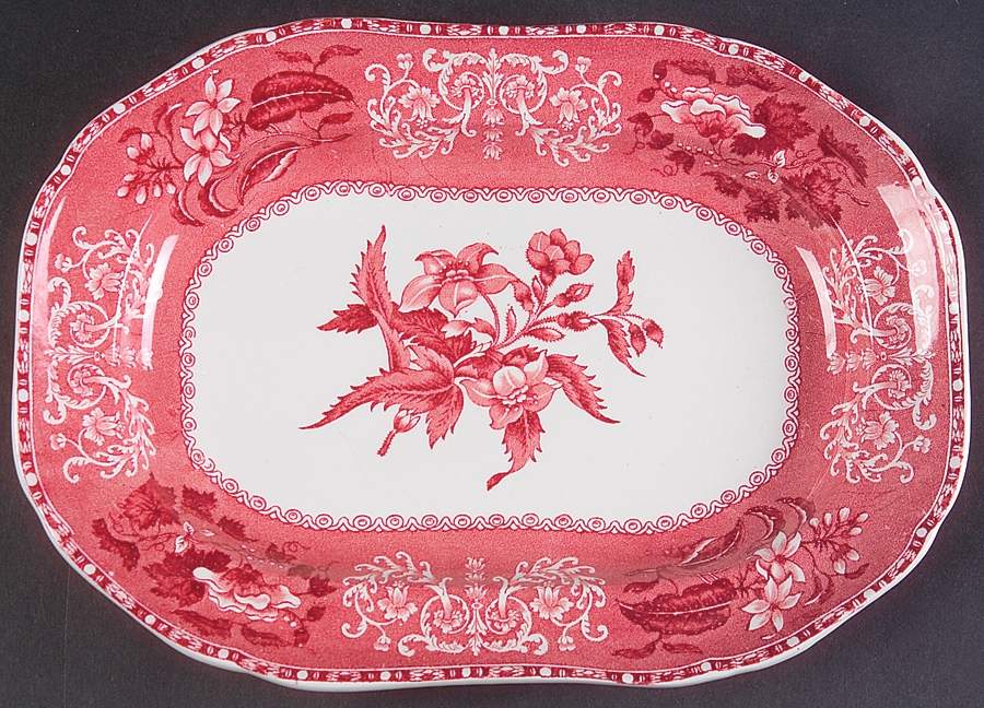 Camilla Red (Earthenware) 10" Oval Serving Platter by Spode-1