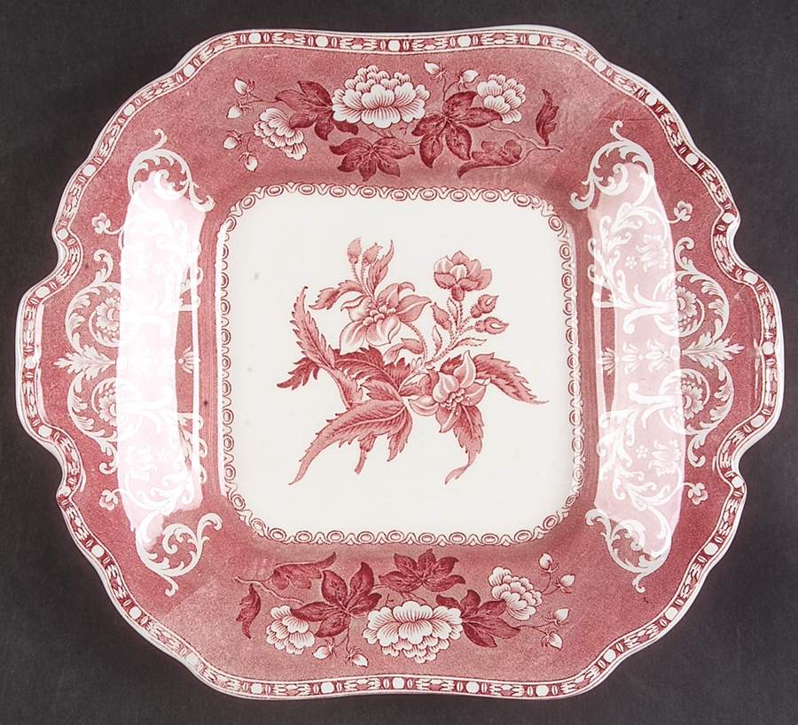 Camilla Red (Earthenware) Square Handled Cake Plate by Spode-1
