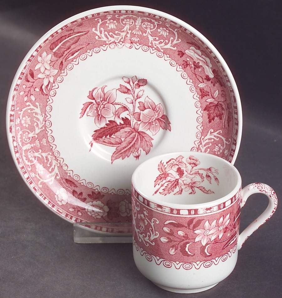 Camilla Red (Earthenware, Smooth) Flat Demitasse Cup & Saucer Set by Spode-1