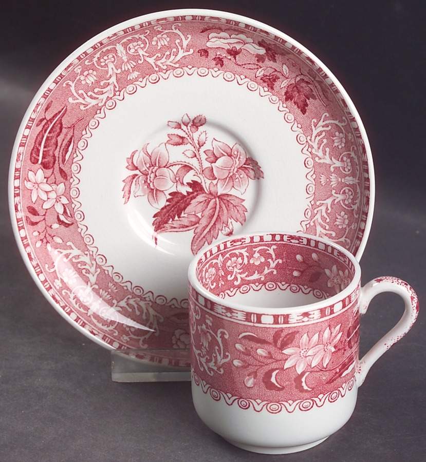 Camilla Red (Earthenware, Smooth) Flat Demitasse Cup & Saucer Set by Spode-1