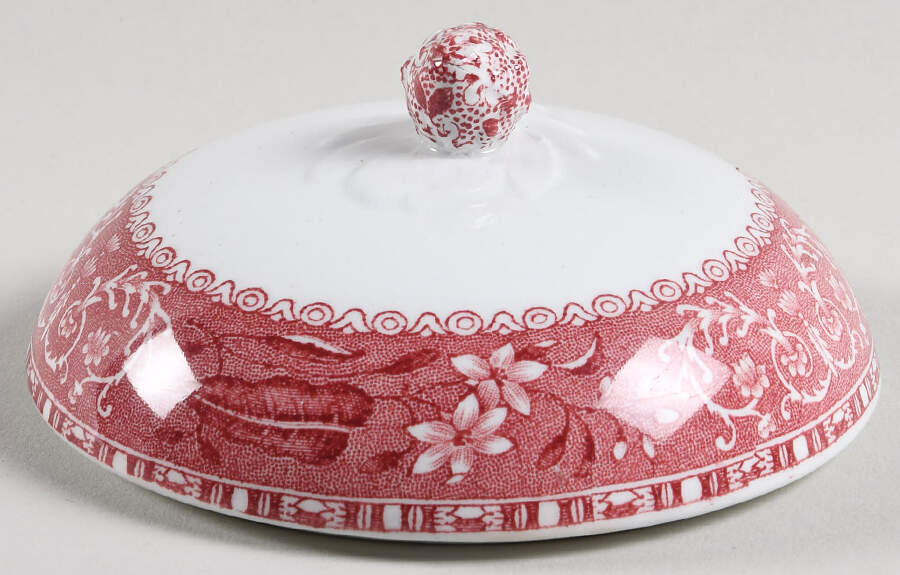 Camilla Red (Earthenware, Smooth) Mayonnaise with Attach Underplate, Lid Only by Spode-1
