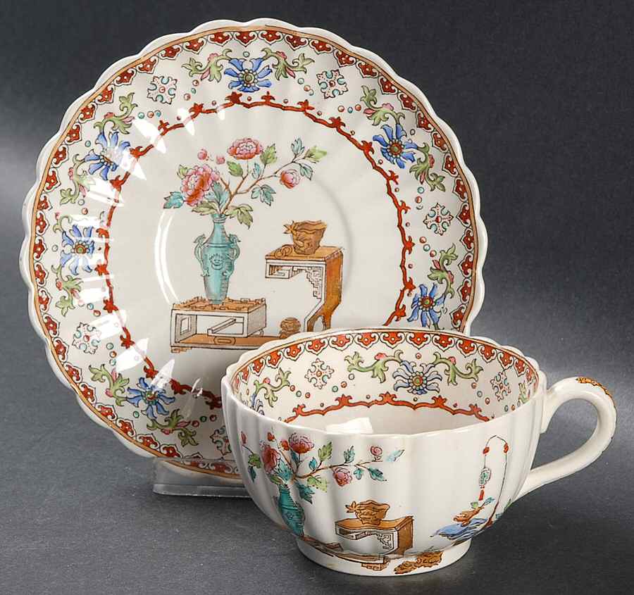 Canton (Fluted) Footed Cup & Saucer Set by Spode-1