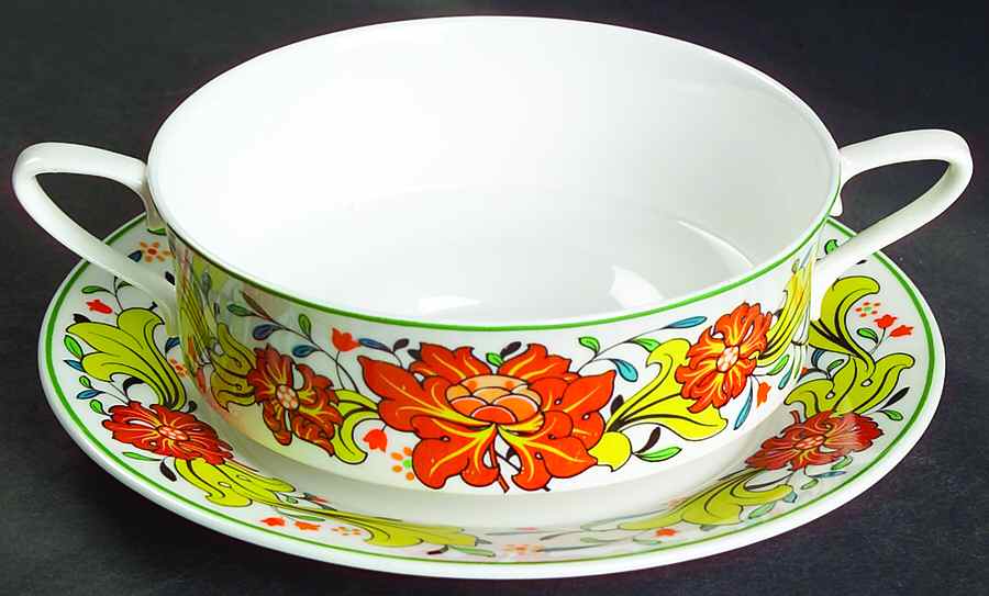 Caribbean Flat Cream Soup Bowl & Saucer Set by Spode-1
